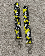 Batman wristlet key fob handmade fabric accessory