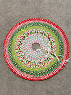 Bright Tree Skirt Jelly Roll Rug – handmade quilted Christmas tree skirt