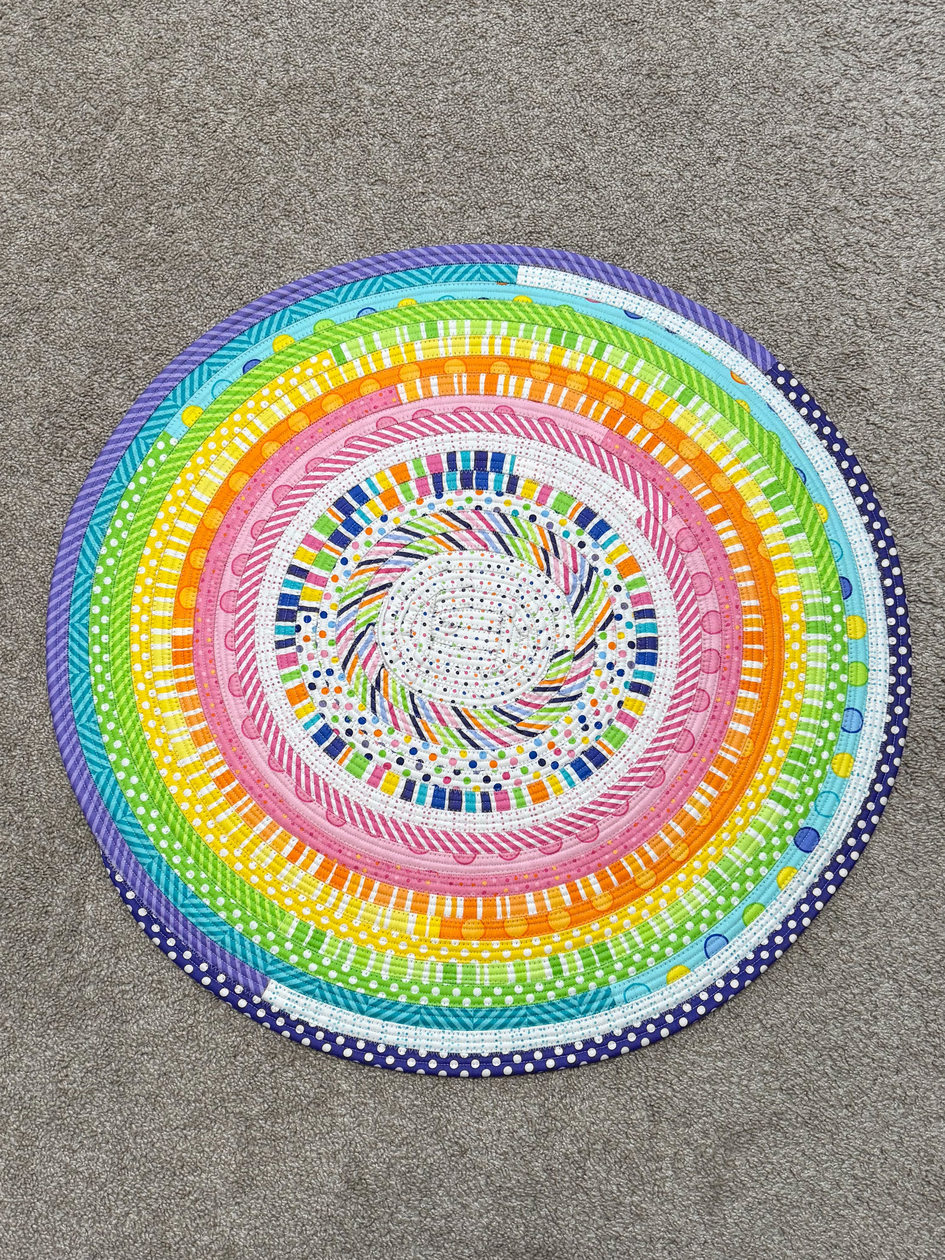 Dots and Stripes Jelly Roll Rug handmade quilted cotton rug