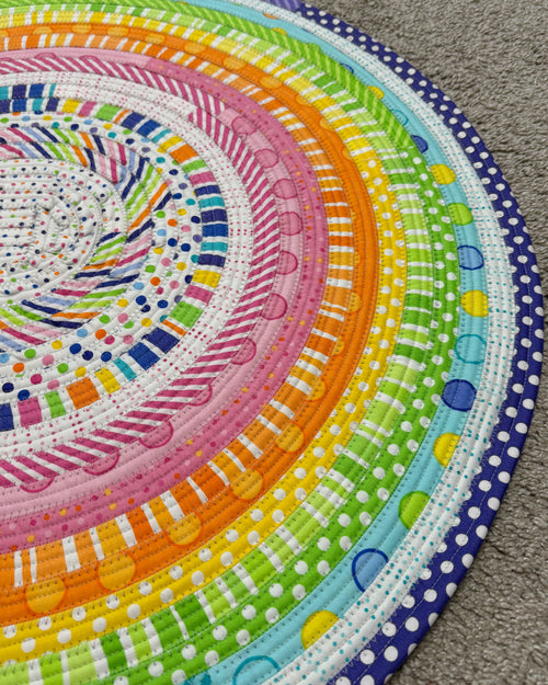 Dots and Stripes Jelly Roll Rug handmade quilted cotton rug