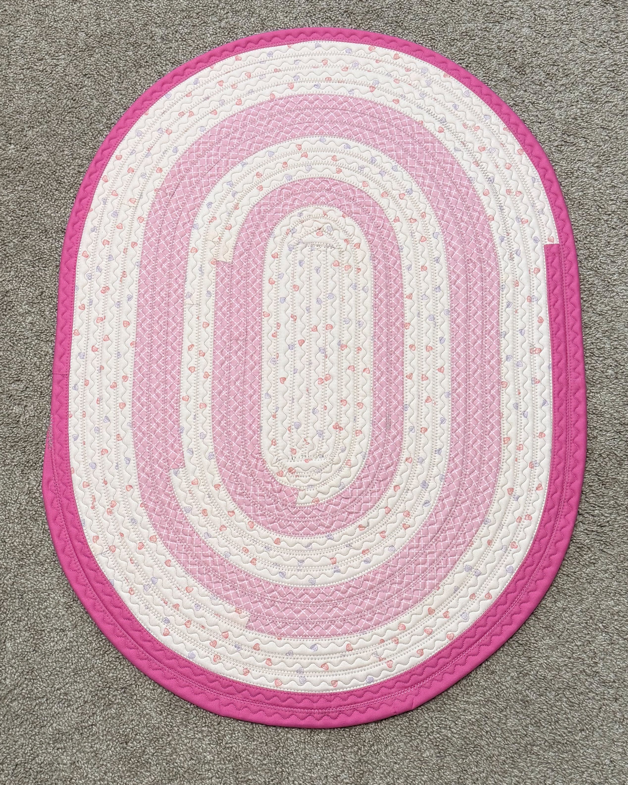 Pink Hearts Jelly Roll Rug
