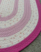 Pink Hearts Jelly Roll Rug handmade quilted cotton accent rug