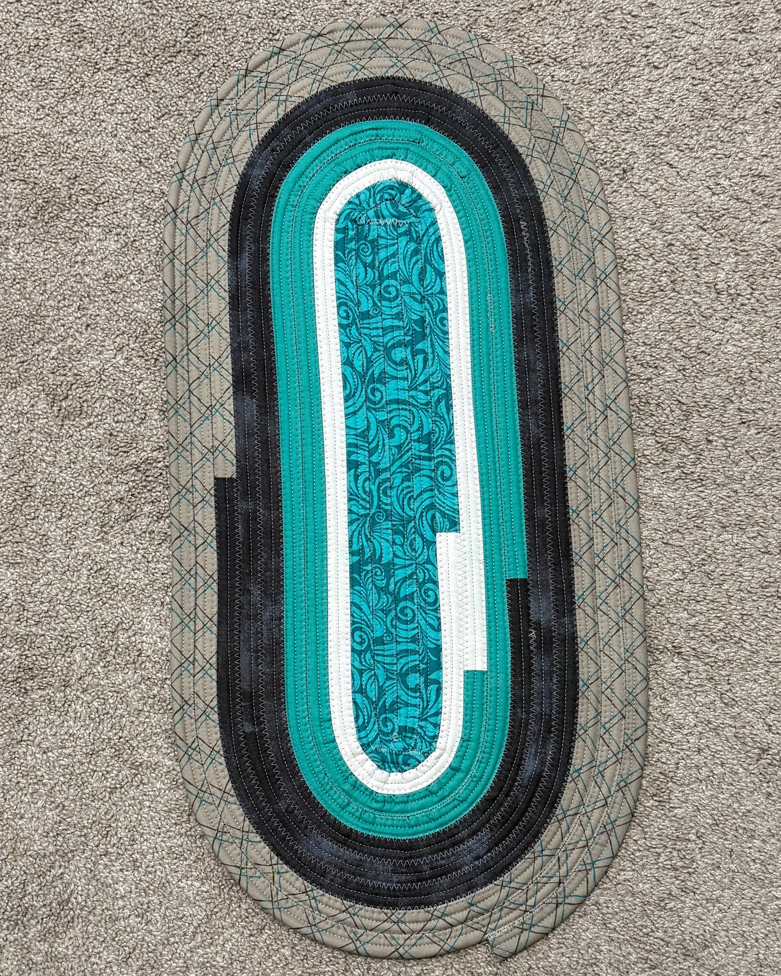Blue Tan Small Jelly Roll Rug