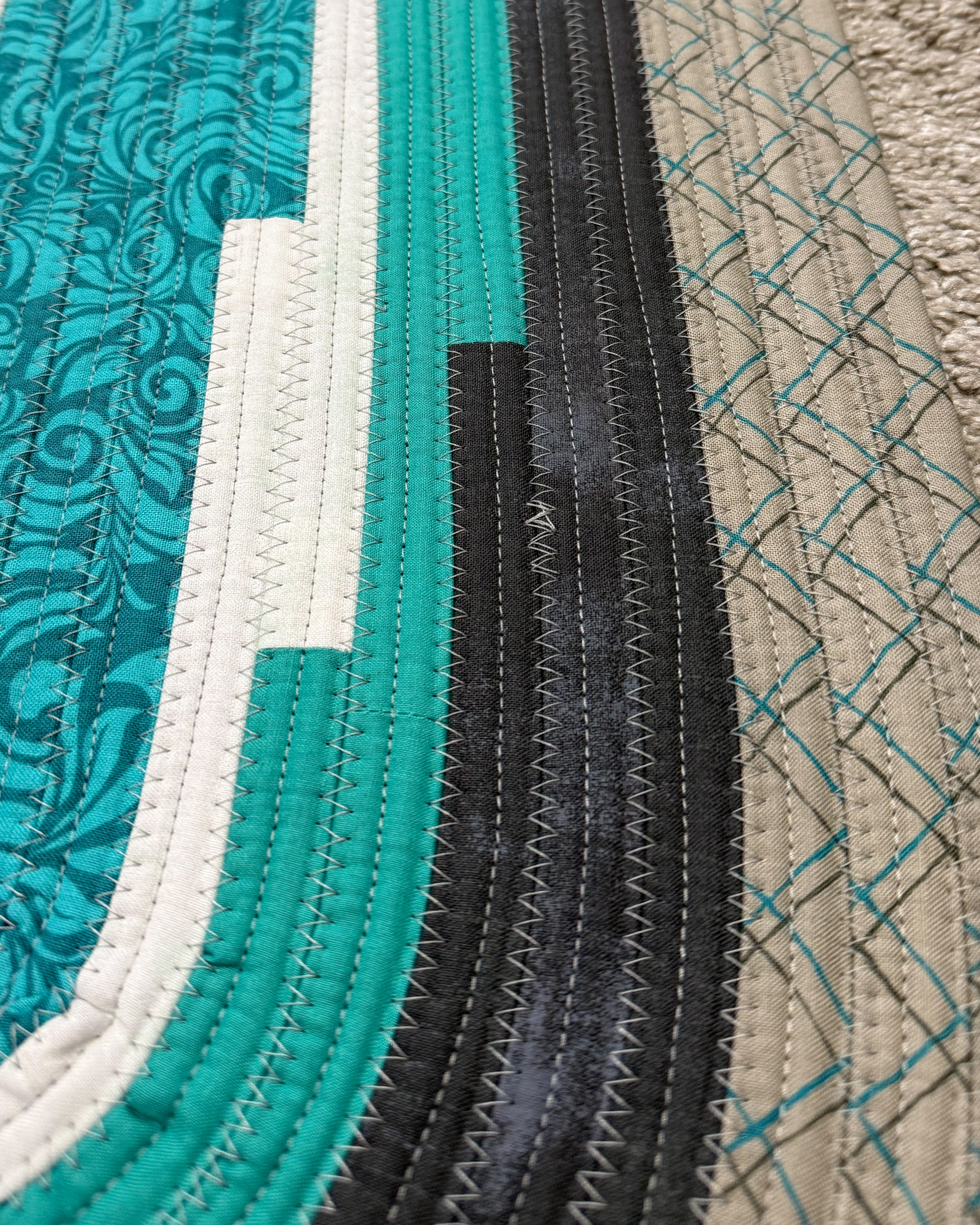 Blue Tan Small Jelly Roll Rug