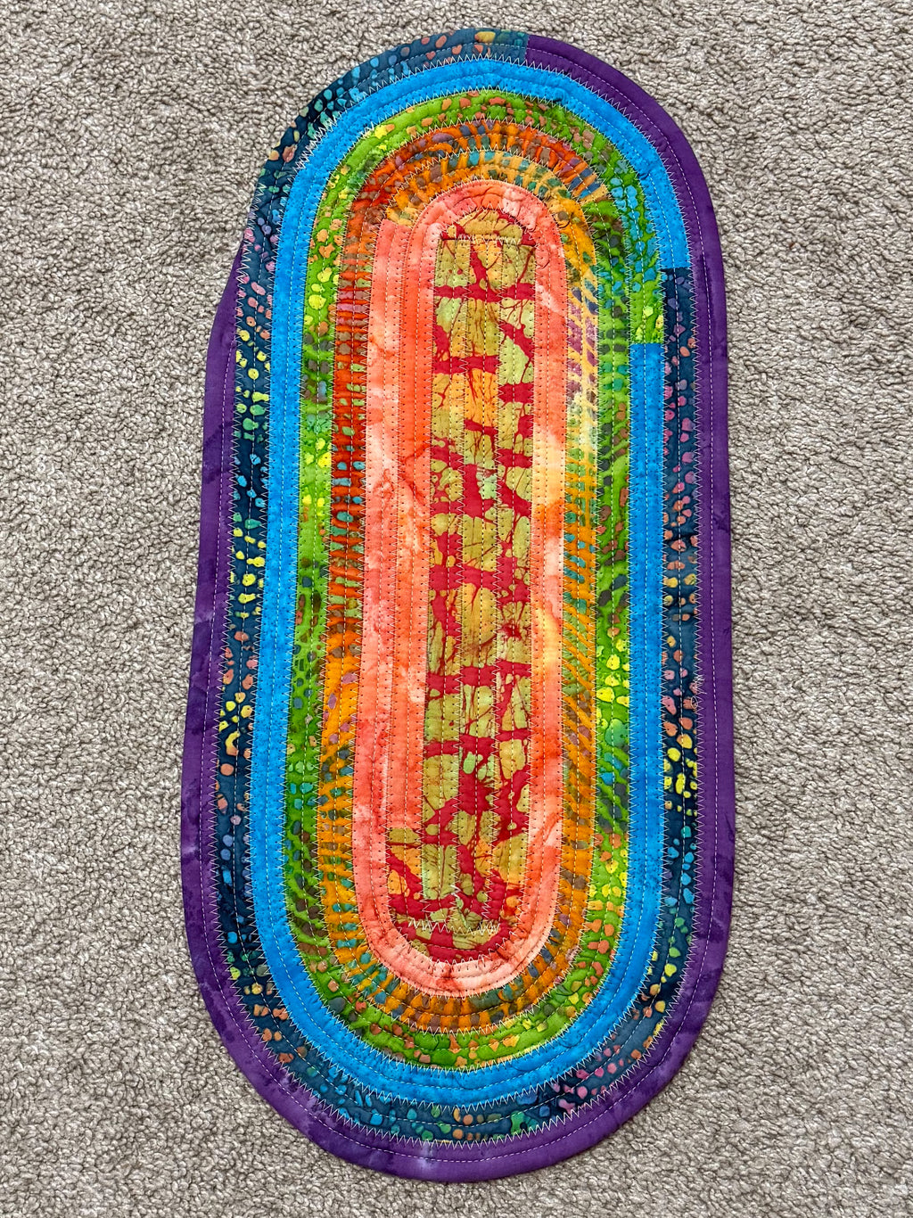 Rainbow Mini Jelly Roll Rug – Handmade Quilted Cotton Accent Rug