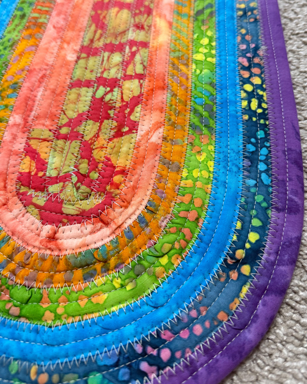 Rainbow Mini Jelly Roll Rug – Handmade Quilted Cotton Accent Rug