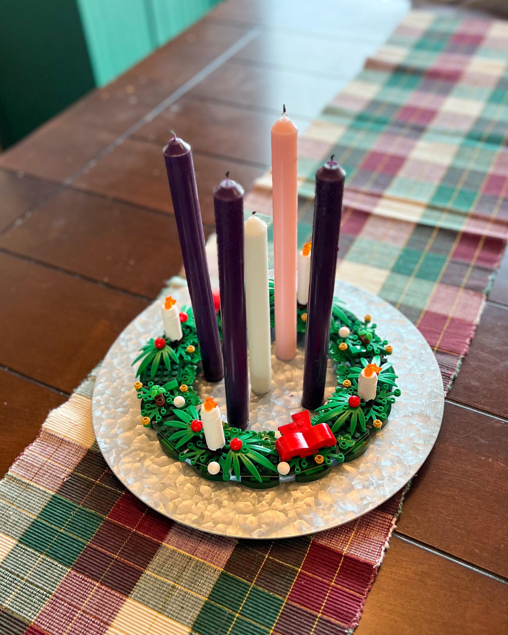 Making A Christmas Advent Wreath Out of A LEGO Wreath